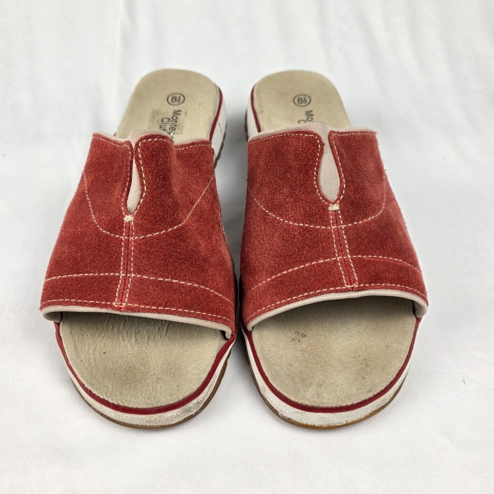 Montego Bay Club Womens‎ Rust Red Suede Slip On Slide Sandals Size 8.5 - Picture 2 of 11